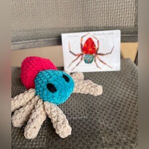 Colorful Plush Spider Toy with board book